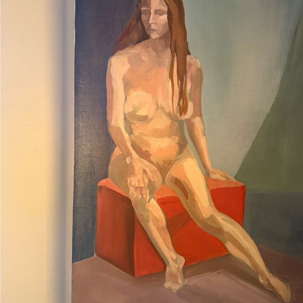 Original Nude Art Canvas with Red and Blue Tones - Picture 8 of 8